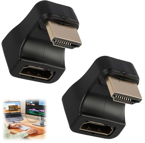 Adattatori Mini HDMI a HDMI 8k a Forma Di U, Confezione Da 2, Adattatori Mini HDMI Angolari Da 48 Gbps, Supporta 8k a 60 Hz per Fotocamere, Laptop, Tablet, Proiettori, Trasmissione Stabile