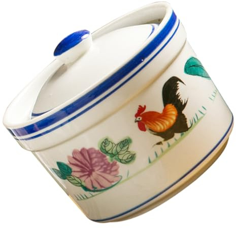 Veemoon Taza de Cerámica para Sopa de 4.5 Pulgadas con Tapa, Cuenco para Estofado y Postres, Utensilios de Cocina Ecológicos para Restaurante y Hogar