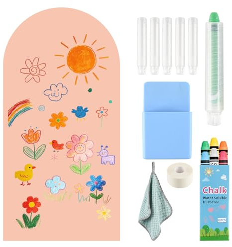 CHWNIBAY Magnettafel Kinder, 120 x 60 cm Magnetwand Kinder in Bogenform, Magnetwand Selbstklebend mit Kreidestiften und Reinigungstuch, Magnettafel Kinderzimmer für Mädchen und Jungen, Kamelrosa