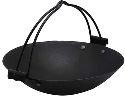 Fxzqgnh Olla Colgante para Exteriores Olla Portátil Cocina Campamento Utensilio Robusto Antiadherente Hierro Fundido Adecuada para Senderismo Picnic Pesca Act, 24cm