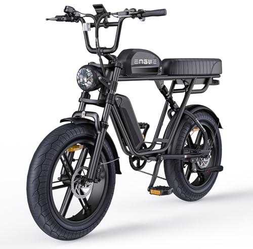 ENGWE M1 Elektrofahrrad, 15.6/28.6Ah Wechselakku, bis zu 170 km Reichweite, Bremslichter und Blinker, hydraulische Bremsen und Vollfederung – Elektromotorrad (Schwarz, EIN Akku)
