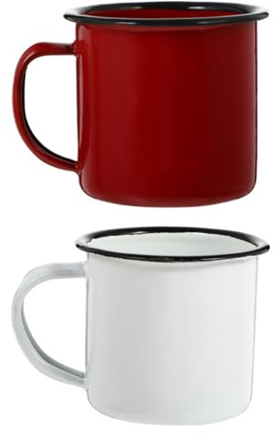 Generico Set 2 Tazze da Vino in Ferro Vintage Rosse per Casa e Ristorante