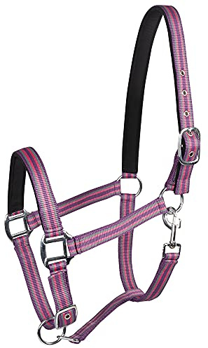 PFIFF 101517 Kunststoffhalfter, Weidehalfter Stallhalfter, Bordeaux-Pink-Grau, Pony