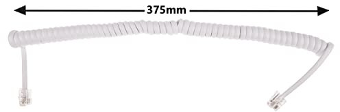 3m Uncoiled/60cm Coiled Curly Telephone Phone Handset Cable Lead Wire WHITE RJ10