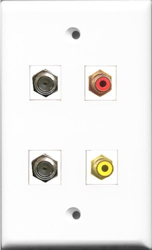 RiteAV 1 porta RCA rosso e 1 porta RCA giallo 2 porte cavo coassiale TV - tipo F