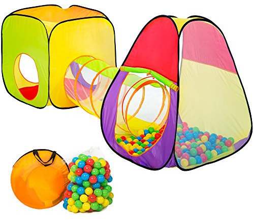tectake® pop Up Kinderspielzelt | Spielhaus mit Bällebad | inkl. 200 Bälle + Tasche | -Diverse Modelle- (Typ 1 | Nr. 401028)