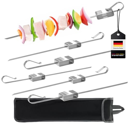 bremermann Grillspieße 6er-Set, integrierter Schieber, aus Edelstahl, inkl. Tasche