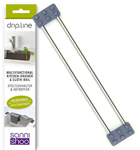 Sanni Shoo drip.line - multifunktionaler Spülen-Abtropfer, Spültuchhalter, Ordnungshelfer, Spülbecken- Organizer - das Original aus dem TV (grau, Fresh)