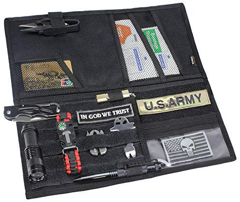 WYNEX Truck Visor Panel Organizer for Pickup F150, Large Molle Visor Panel Vehicle Tactical Sun Visor Holder Car Sunshade Storage Pouch with 3 Hoop & Loop Straps Molle Webbing for Ram Tundra (13.87)