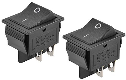 sourcing map Bateau Interrupteur Bascule Noir 4 Broche ON/OFF AC 250V/16A 125V/20A 2Pcs