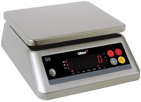 Balance de cuisine électronique Gram GX-6kg, LED, Inox et Plastique, 6kg max, Portable, Filtre électronique, Indicateur de batterie, Fonction de limites