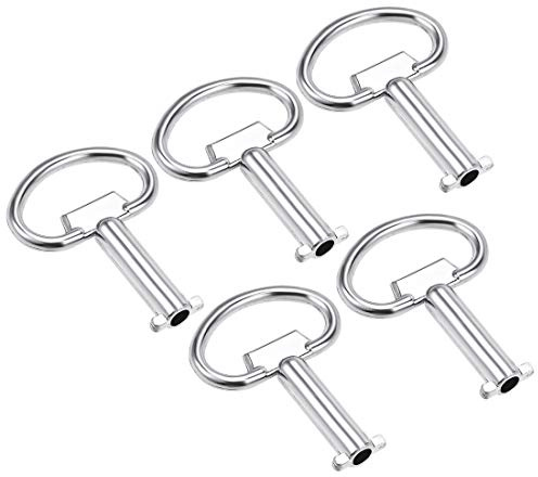 sourcing map Electrical Cabinet Key 5mm Hole Zinc Alloy Water Meter Box Safety Key 54x40mm 5Pcs