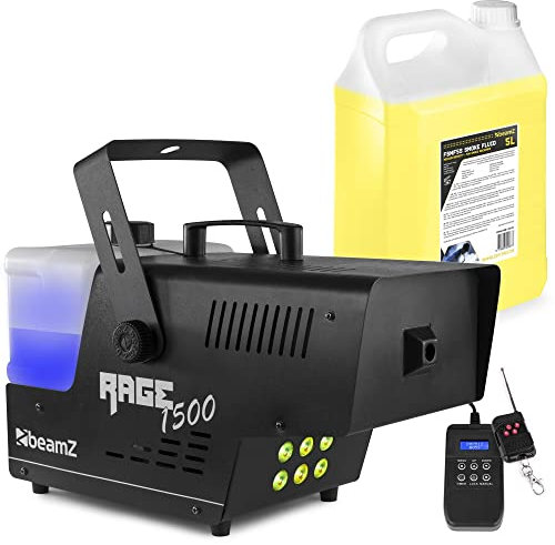 BeamZ RAGE1500LED Machine à Fumée avec 5 Litres de Liquide - Idéal pour Animer vos Soirées