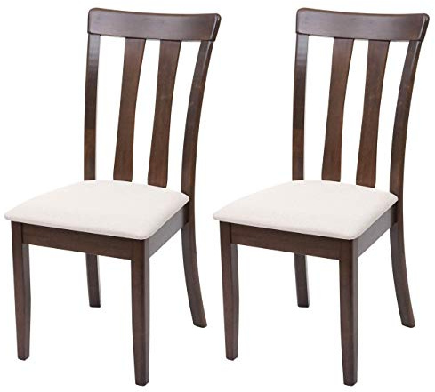 Mendler 2X Chaise de Salle à Manger HWC-G46, Tissu, en Bois Massif - châssis foncé, Beige