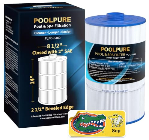 POOLPURE Ersatzfilter für Sundance 6540-501, PSD85-2002, Unicel C-8380, Filbur FC-2810, Excel Filters XLS-840, Aladdin 18007, Baleen AK-70031, Magnum SU80, 85 sq.ft Filterkartusche, Länge 35,6 cm | Kompatibel mit PSD85-2002, Unicel C-8380, Filbur FC-2810, Excel Filters XLS-840, Aladdin 18007