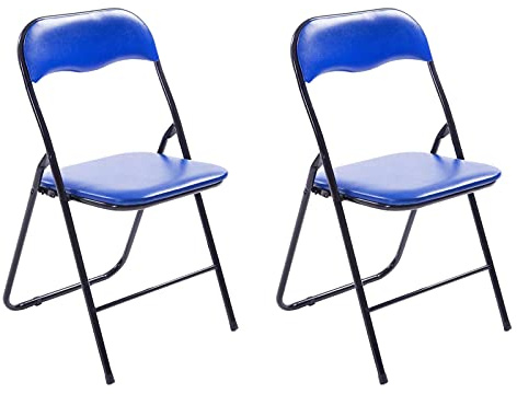 CLP Set De 2 Sillas Plegables Felix con Estructura De Metal I Juego De 2 Sillas De Conferencia Acolchada & Plegable, Color:Azul/Negro