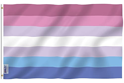 Anley Fly Breeze Drapeau Bigender Pride de 3 x 5 pieds - Couleurs vives et résistant à la décoloration - En-tête en toile et double couture - Drapeaux LGBT bi-genre Polyester