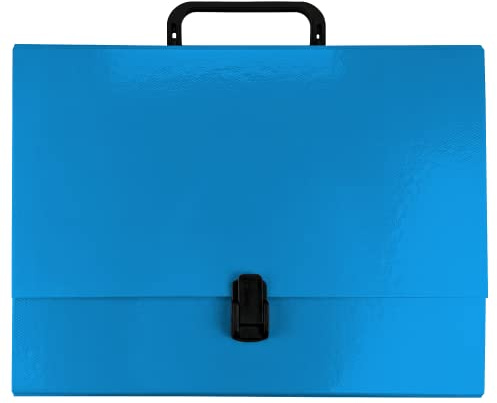 Netuno 1x Prospektkoffer aus Karton A4 Blau Rückenbreite 5 cm Karton-Mappe A4 mit Griff Tragegriff-Mappe für DIN A4 Dokumente Sammelbox Pappen-Mappe Zeichenbox Dokumentenmappe tragbar Aktentasche