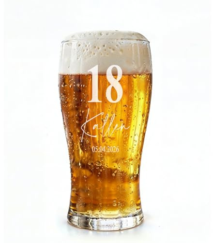 Engraved Personalised 18th Birthday Signature Pint Beer Glass Gift Boxed