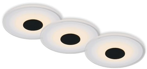 BRILONER Leuchten - 3er Set LED Einbauleuchten Decke, 650 Lumen Einbaulampen, LED Einbaustrahler Bad, Badeinbaustrahler IP44, Schwarz, 120x36 mm (DxH)