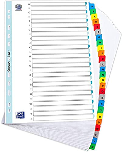 OXFORD 20 x Alphabetische Trennblätter, A4XL, 26 Positionen, Kartenstärke 170 g, Weiß