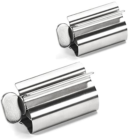 NUWIQ Edelstahl Squeezer Tubenpresse, Tubenquetscher, für Zahnpasta, Handcreme Oder Senf, 2 Stück