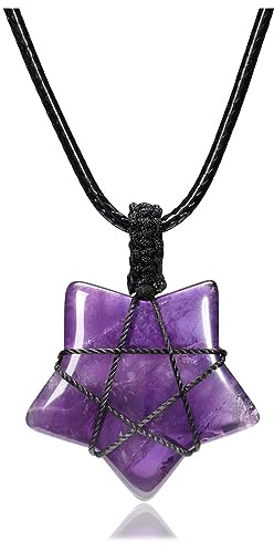 CrystalTears Crystal Star Necklace for Women Natural Healing Crystal Gemstone Pendant Necklace Adjustable Amethyst Quartz Crystal Stone Necklace Jewelry Gift for Her Christmas Birthday