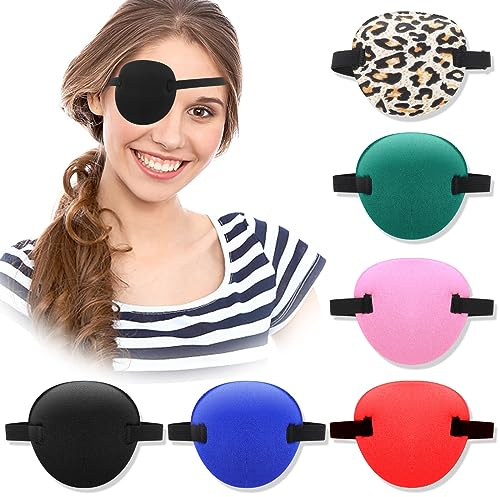 Bewudy - 6 parches ajustables en 3D para ojos perezosos, adecuados para adultos y niños, 6 colores suaves