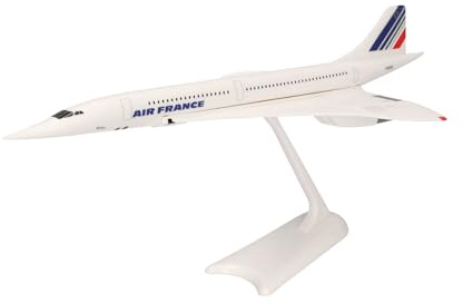Herpa modellflygplan Air France Concorde - FBVFB, skala 1:250, klickmodell, samlarobjekt – flygplan med ställ, plastfigur