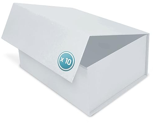 Verpackungswelt Geschenk-Box Mit Deckel | 31 x 22 x 15 cm (10er Pack) | Karton Mit Magnet-Verschluss | Perfekt für Geburtstag, Hochzeit, Weihnachten, Geburt | Verpackung in Weiß