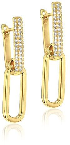 Amazon Essentials Vergoldete Pavé-Gliederohrringe aus Sterlingsilber