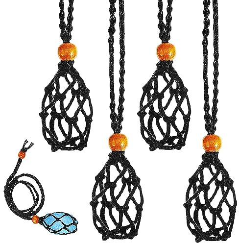 4 Stück Kristall Halskette Halter, Quarz Kristall Stein Halskette Schnur