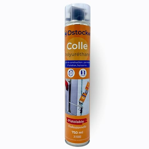DSTOCK60-1 colles de montage polyuréthane pistolable - Colle polyuréthane non expansive - Pour le collage et montage de matériaux isolants, panneaux XPS et EPS, rouleaux d'étanchéité toiture bitume