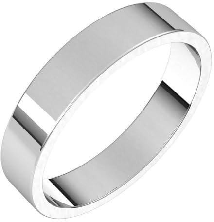 14 Karat Weißgold, 4 mm, flacher Bandring, US-Größe 8,5, Schmuck für Damen, One Size, Metall Weißgold Goldfarben Metall: Weißgold, Kein Edelstein