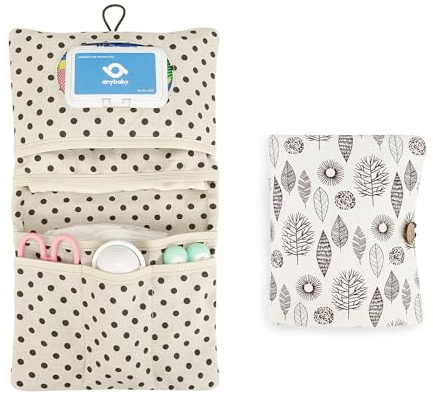AVH Enterprise Windeltasche für unterwegs für Jungen und Mädchen - Organizer 2 in 1 - kleine Wickeltasche mit sehr viel Platz (Bäume Blätter)
