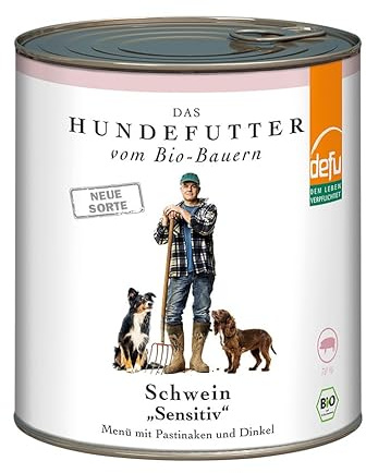 defu Hundefutter | 6 x 820 g | Bio Schwein Sensitiv | Premium Bio Nassfutter Menü | Alleinfuttermittel für Hunde