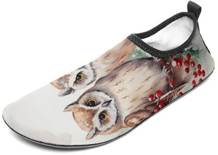 Wasserschuhe für Damen und Herren, schnelltrocknende Aquasocken, Schwimmbad, Barfußschuhe, zwei Eulen auf dem Baum, Strandschuhe, Stil 5, 36/37 EU