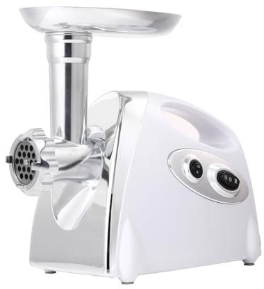 GAYAYAS Hachoir à Viande Professionnel, Multifonction avec 3 Plaques de Coupe Hachoir a Viande Electrique, avec Poussoir a Saucisse,800W,White