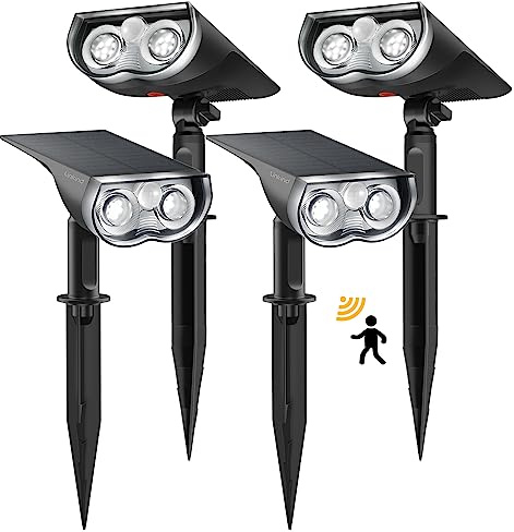 Linkind Lampes Solaires Extérieures Détecteur de Mouvement 1000LM, Blanc Froid 6500K, Lot de 4