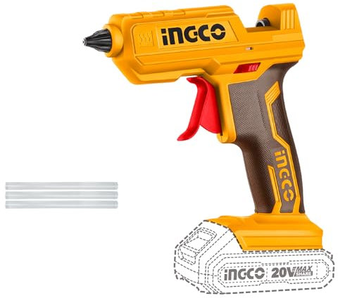 INGCO 20V Glue Gun (Body Only) with 3Pcs Glue Sticks CGGLI2001