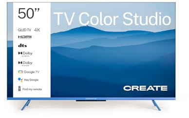 CREATE / TV Color Studio/Televisor Smart TV QLED 4K 50 Azul Cobalto/Pantalla antirreflejos, Acabado Mate, Control por Voz, Sensor de iluminación, Low Blue Light & Flicker Free, HDMI TM
