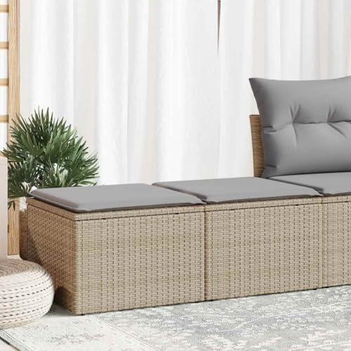 Lauuoeriau Furniture Item home 2-teiliges Gartensofa-Set mit Kissen Beige Polyrattan Akazien-Möbel
