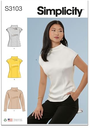 SIMPLICITY Sewing Pattern SS3103D5 Misses' Top with Sleeve Variations D5 (4-6-8-10-12)