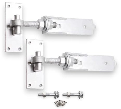 Infinity Decor Paire de charnières robustes en fer galvanisé avec crochet réglable 200 mm Idéal pour portail de jardin en bois, porte de garage, allée