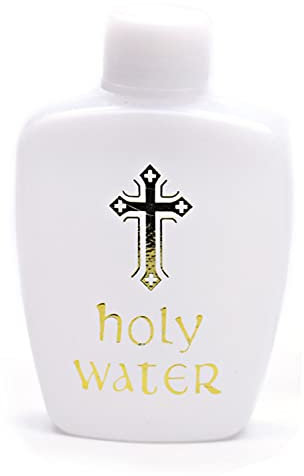 XFUYI Botella de Agua bendita vacía católica, 60 ml, Botella de Agua bendita Cristiana católica Dorada para Contener Agua de Lourdes de plástico