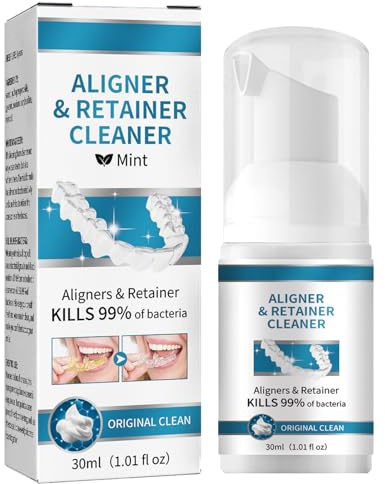 Mnozreo Detergente per apparecchi dentali,Tablet detergenti per protesi dentarie,correttori dentali per pulire la schiuma,Pastiglia dispositivo schiuma per dispositivi dentali,30 ml