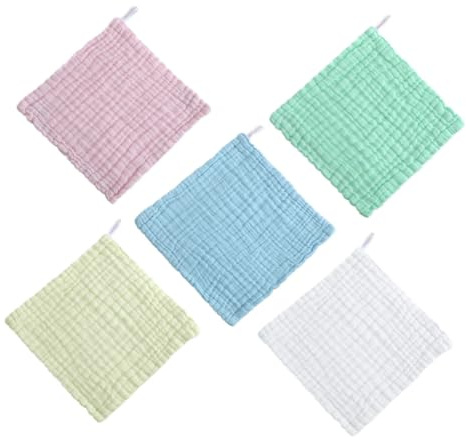 Babywaschlappen 5 Stück aus Baumwolle für Babys und Kleinkinder | Saugfähig, Weich und Mehrzweckig, zum Gesichtwaschen, Schlichtes Design für Alltag und Urlaub