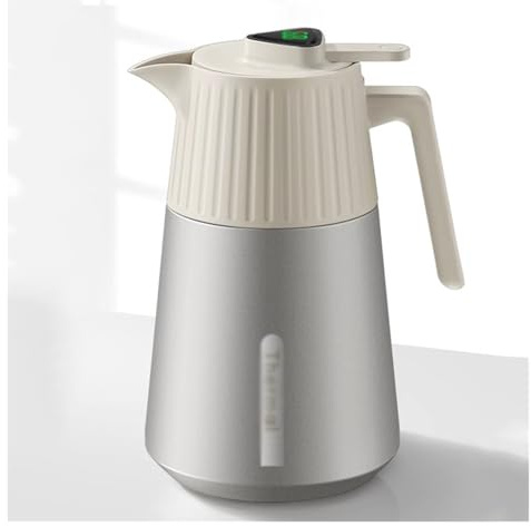 MEHWSAR Caraffa Termica for caffè in Acciaio Inossidabile con Manico, brocca for Acqua sottovuoto a Doppia Parete, distributore di Bevande Isolato for Bevande Calde e Fredde(Silver,2L)