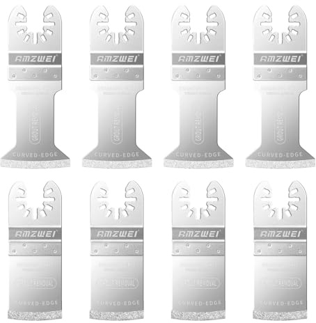 AMZWEI 8PCS Diamond Multi Tool Grout Remover Blades for Tile Grit Removal | Multi Tool Tile Cutting Blades Removal Tool for Grinding and Shaping, Compatible with Dewalt, Milwaukee, Ryobi, Rockwell