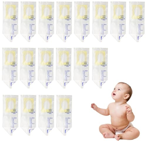 18 sacchetti per urina per bambini, portatili, usa e getta, con superficie adesiva, per viaggi e escursioni, campeggio all'aperto (100 ml)